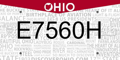 E7560H Ohio License Plate