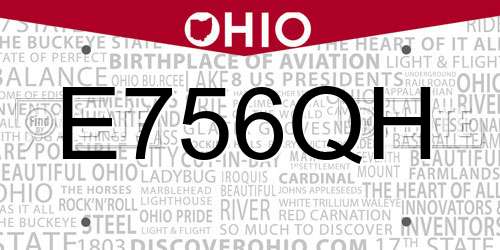 E756QH Ohio License Plate