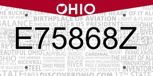 E75868Z Ohio License Plate