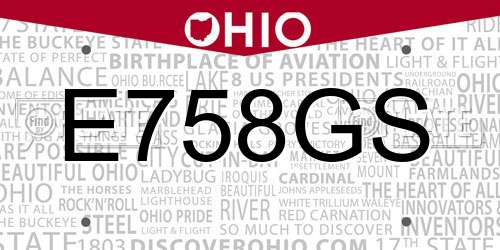 E758GS Ohio License Plate