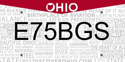 E75BGS Ohio License Plate