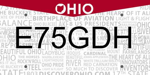 E75GDH Ohio License Plate