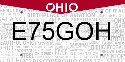 E75GOH Ohio License Plate