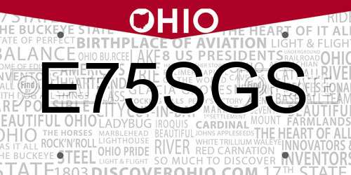 E75SGS Ohio License Plate