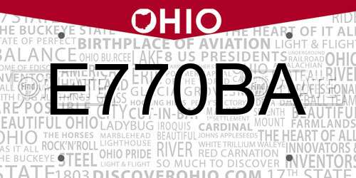 E770BA Ohio License Plate