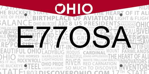 E77OSA Ohio License Plate