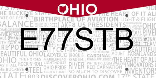 E77STB Ohio License Plate