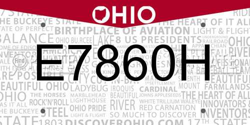 E7860H Ohio License Plate