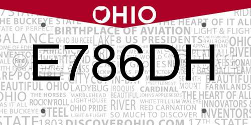 E786DH Ohio License Plate