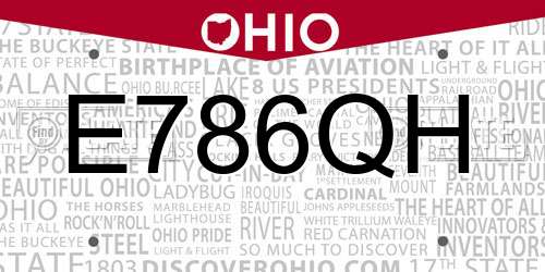 E786QH Ohio License Plate