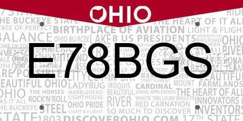 E78BGS Ohio License Plate
