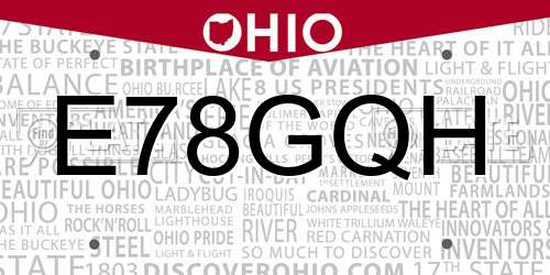 E78GQH Ohio License Plate