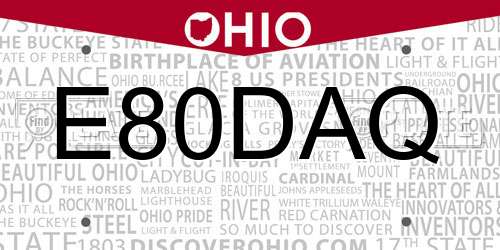 E80DAQ Ohio License Plate