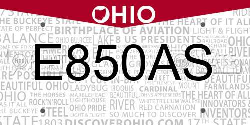 E850AS Ohio License Plate