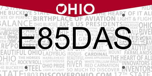 E85DAS Ohio License Plate