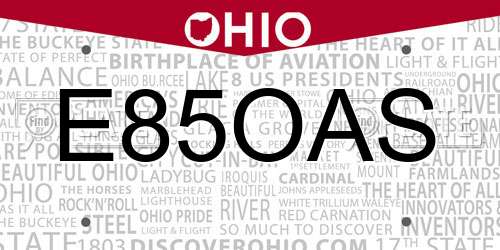 E85OAS Ohio License Plate