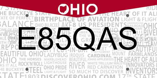 E85QAS Ohio License Plate