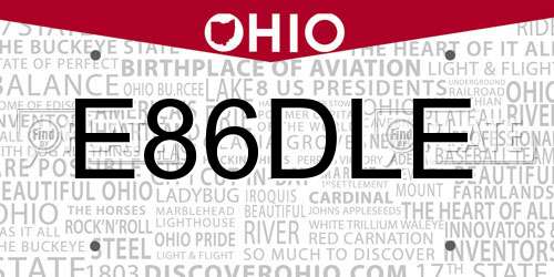 E86DLE Ohio License Plate
