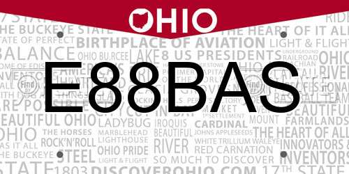 E88BAS Ohio License Plate