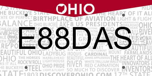 E88DAS Ohio License Plate