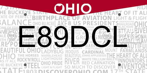 E89DCL Ohio License Plate