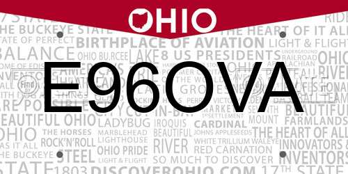 E96OVA Ohio License Plate