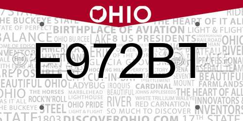 E972BT Ohio License Plate