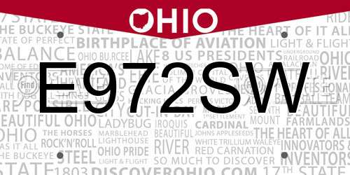 E972SW Ohio License Plate