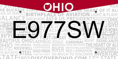 E977SW Ohio License Plate