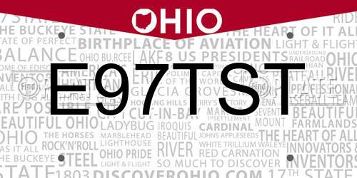 E97TST Ohio License Plate