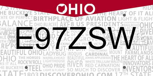 E97ZSW Ohio License Plate