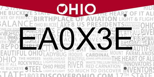 EA0X3E Ohio License Plate