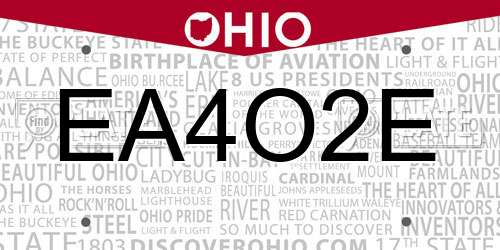 EA4O2E Ohio License Plate