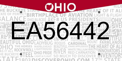 EA56442 Ohio License Plate