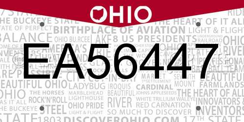 EA56447 Ohio License Plate