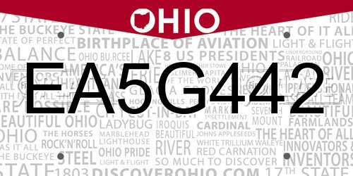 EA5G442 Ohio License Plate