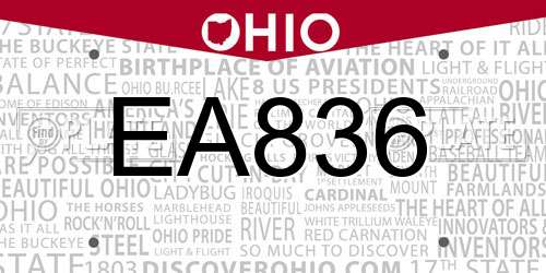 EA836 Ohio License Plate