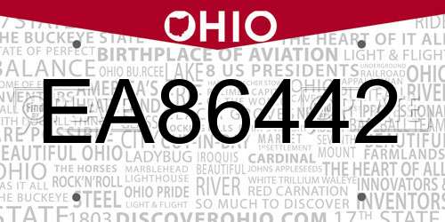 EA86442 Ohio License Plate