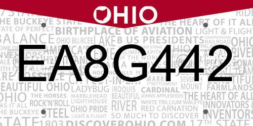 EA8G442 Ohio License Plate