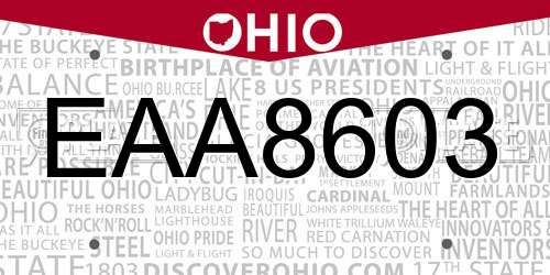 EAA8603 Ohio License Plate
