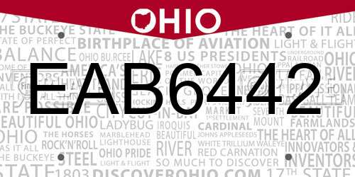 EAB6442 Ohio License Plate