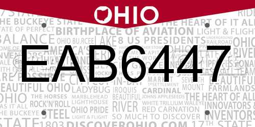 EAB6447 Ohio License Plate