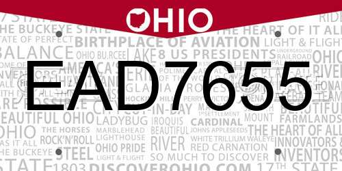 EAD7655 Ohio License Plate