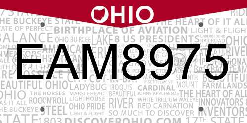 EAM8975 Ohio License Plate