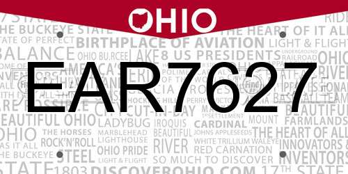 EAR7627 Ohio License Plate