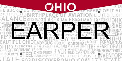 EARPER Ohio License Plate
