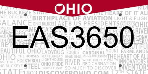 EAS3650 Ohio License Plate