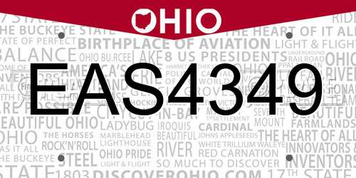 EAS4349 Ohio License Plate