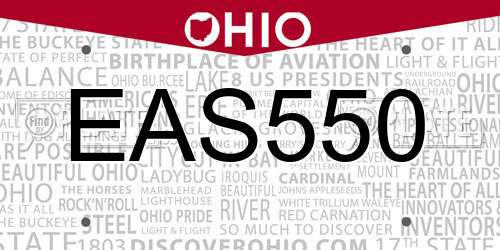 EAS550 Ohio License Plate