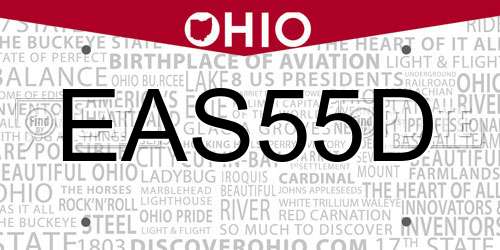 EAS55D Ohio License Plate